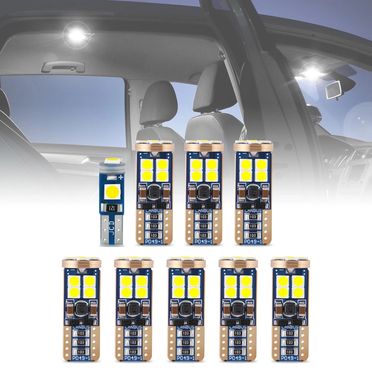 9Pcs Interior Dome Glove Box License Plate Light Bulbs for Honda Ridgeline (2017–2022)
