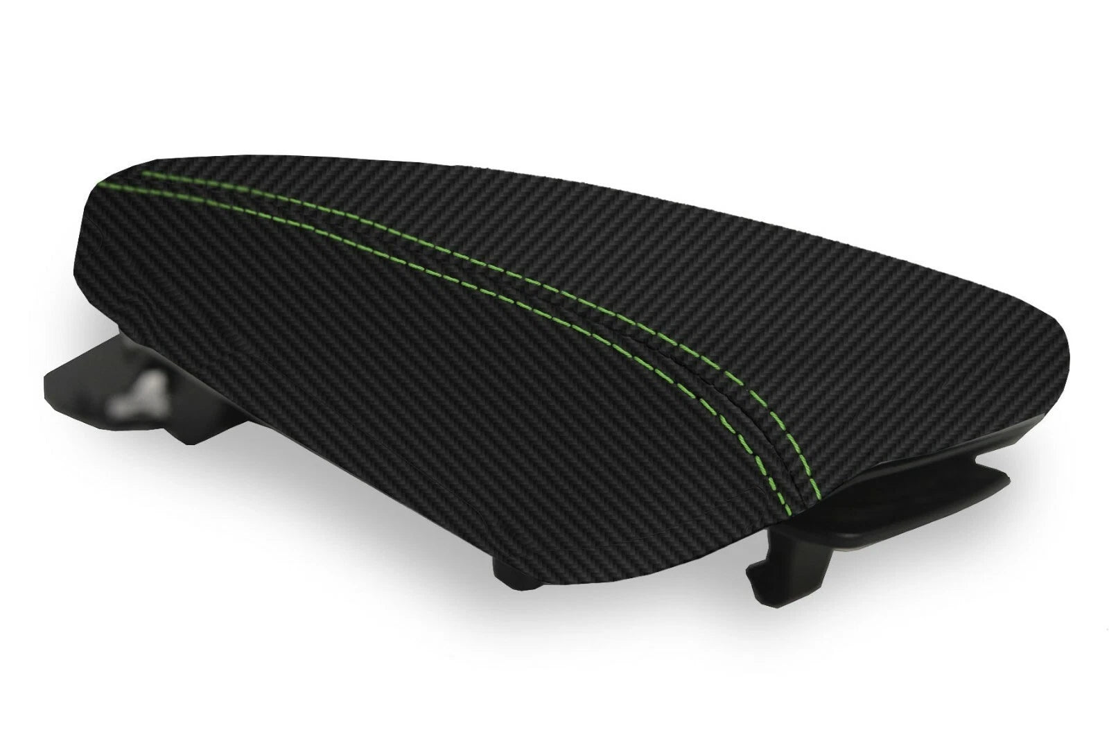 Console Lid Armrest Cover for Hyundai Kona (2018–2020) Carbon Fiber Green Stitch