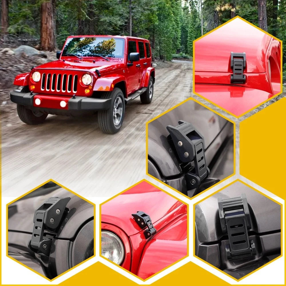 Adjustable Hood Latches Lock Catch Kit for Jeep Wrangler JK (2007–2018)