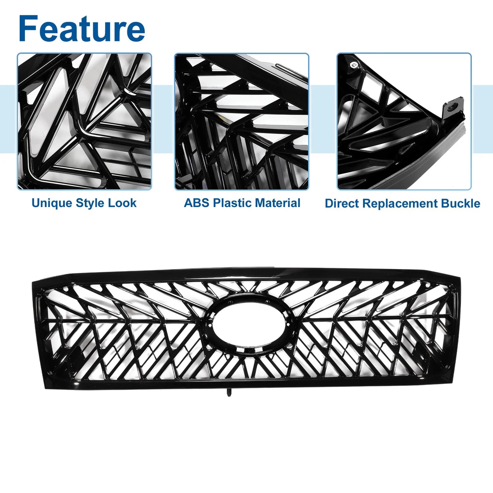 Front Upper Hood Bumper Grille for Toyota Land Cruiser 100 (2005–2007) Black
