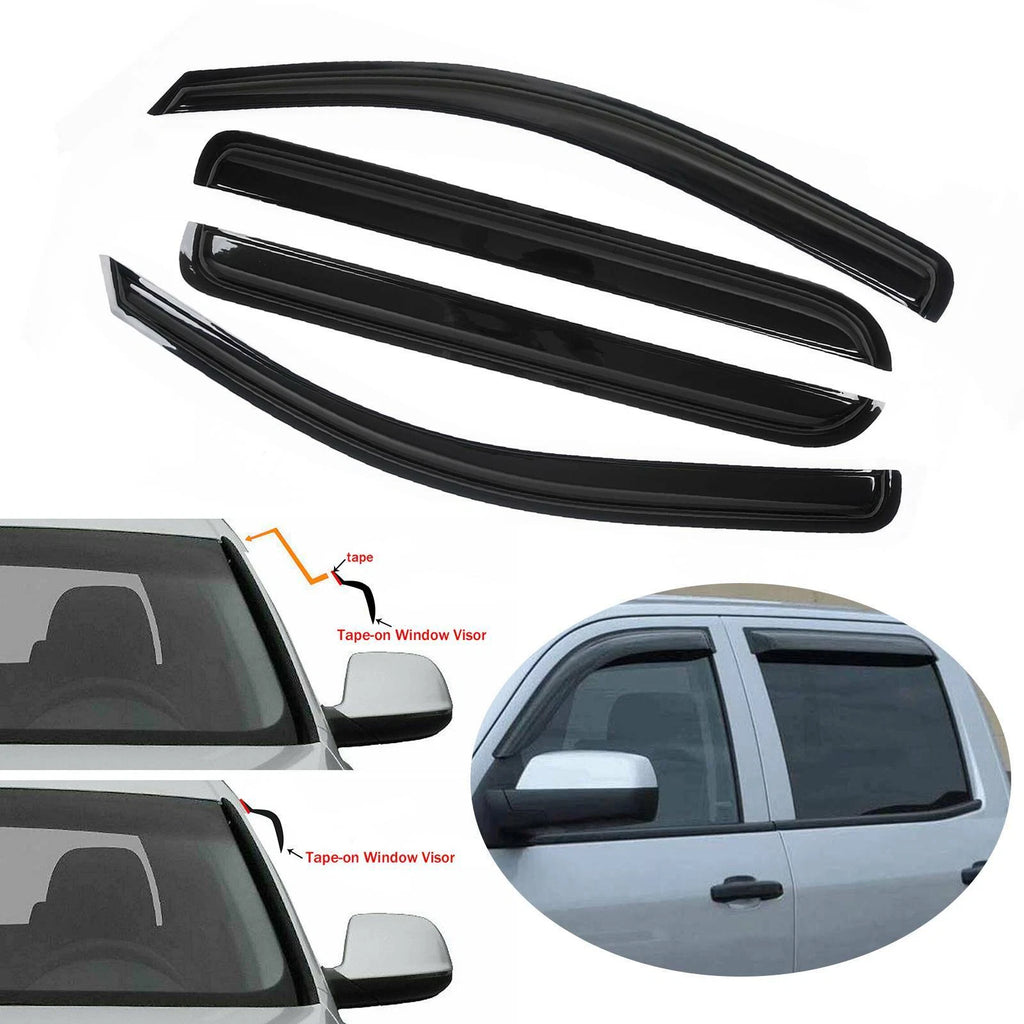 Set of 4 Window Visors for Chevy Silverado GMC Sierra Crew Cab (2014–2018)