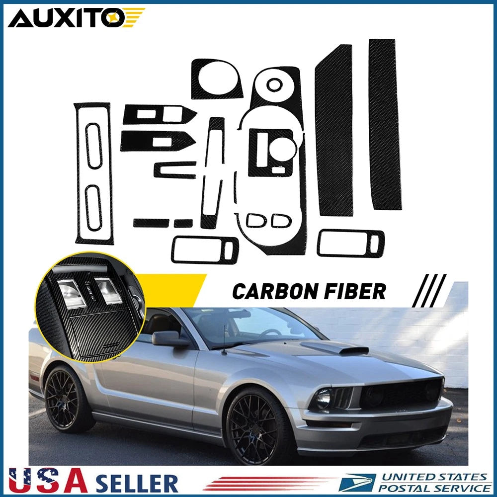 21Pcs Carbon Fiber Inner Cover Trim for Ford Mustang (2009–2013)
