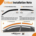 Set of 4 Window Visor Rain Guards for Kia Optima (2016–2020) Black Acrylic