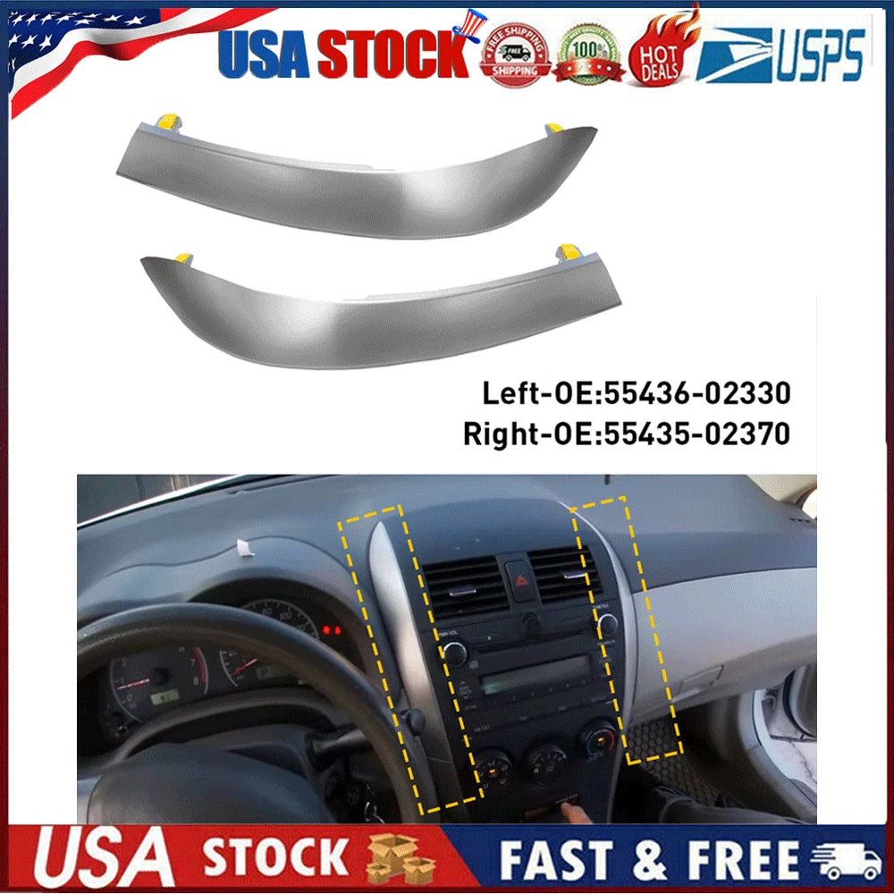 Set of 2 Upper Dashboard Trim Strips for Toyota Corolla (2009–2013)