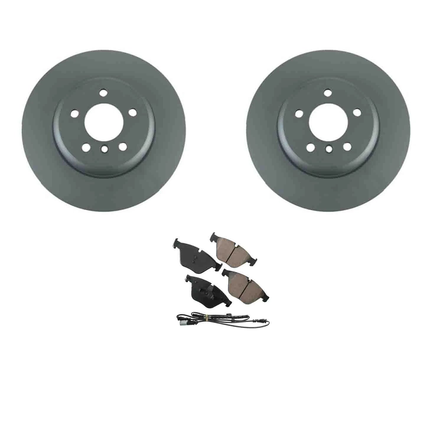 Set of 2 Front Rotors & Akebono Euro Disc Brake Pads for BMW F06 640i F10 535