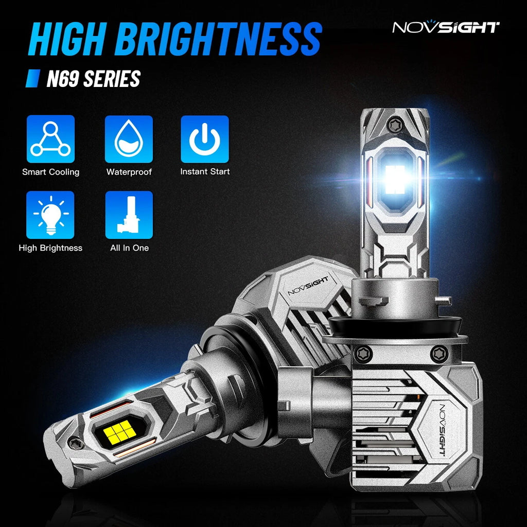 H11 LED Headlight Bulbs 30000LM 6500K 130W for NOVSIGHT (2010–2023) 2PC