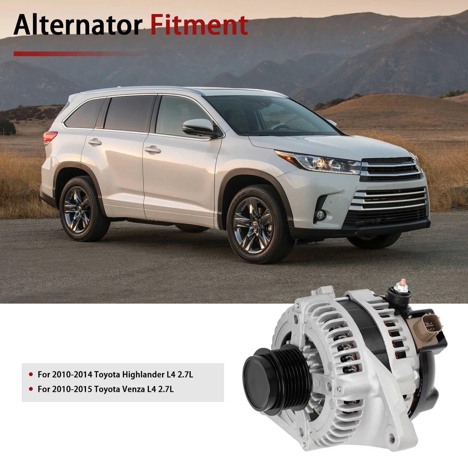 Alternator for Toyota Highlander Venza 2.7L (2010-2015)