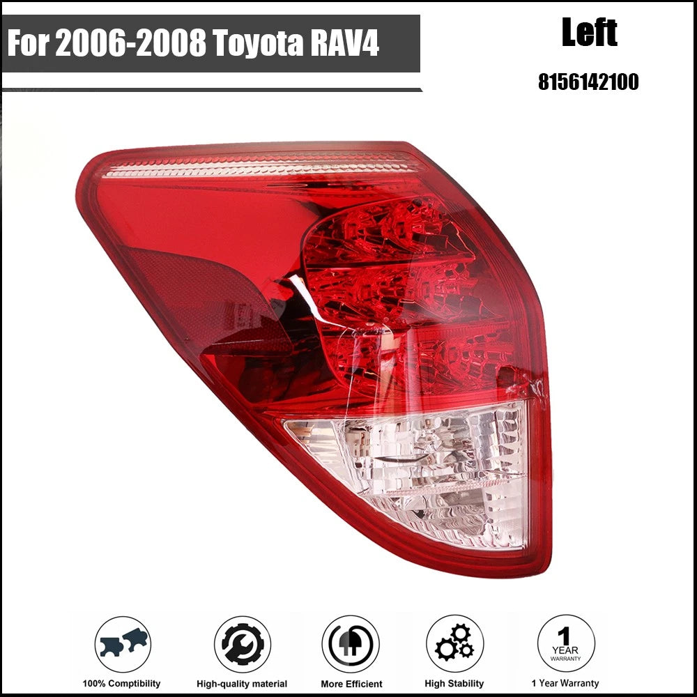 Taillight Assembly for Toyota RAV4 (2006–2008) Halogen Red Left Side