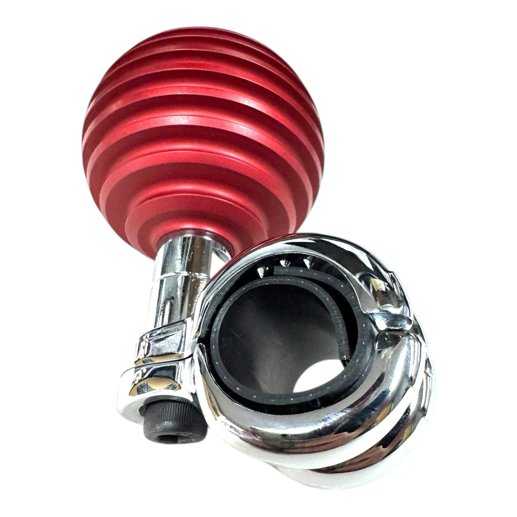 Steering Wheel Spinner Suicide Knob for Red Grooved Atomic Aluminum (Universal)