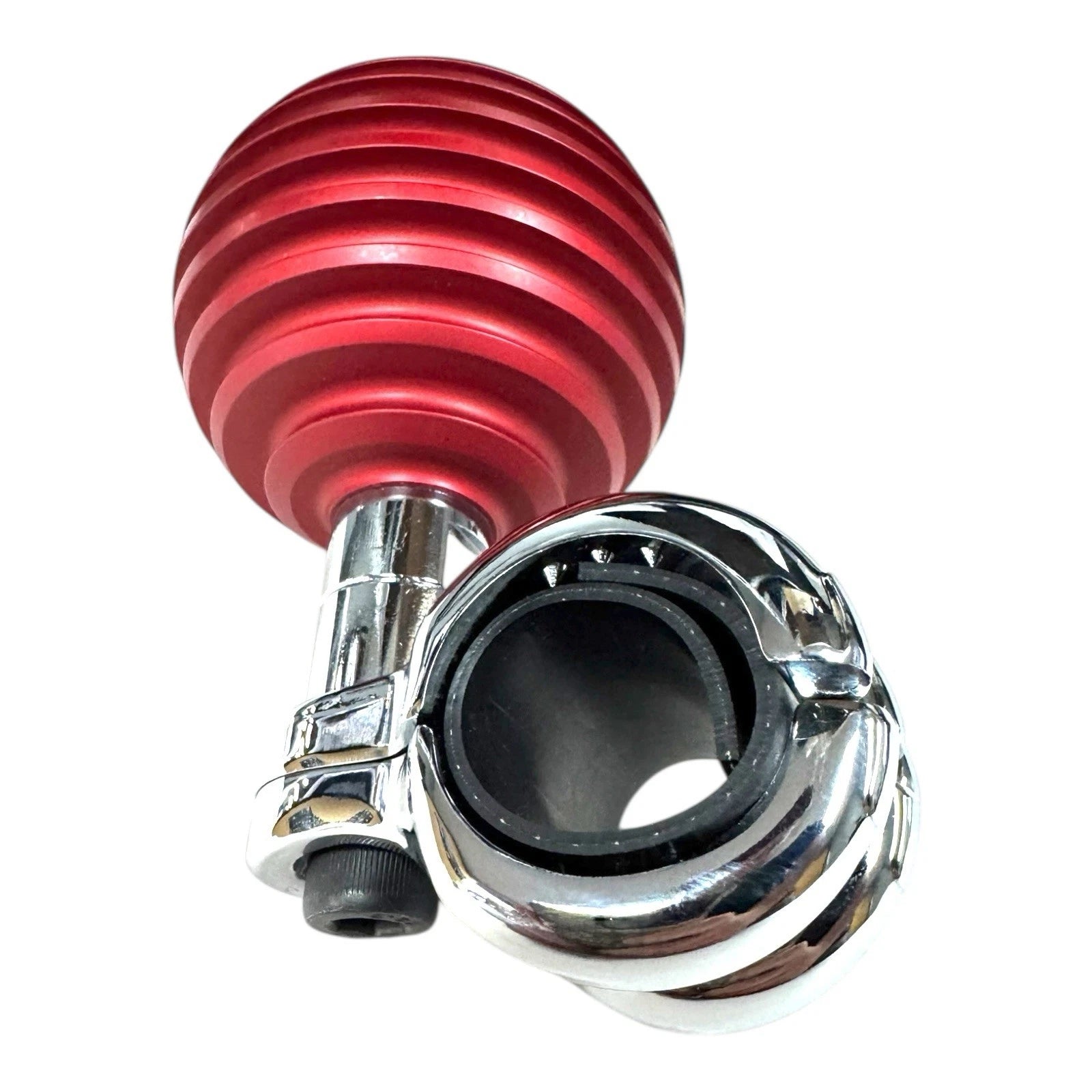 Steering Wheel Spinner Suicide Knob for Red Grooved Atomic Aluminum (Universal)