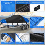 Heavy Duty Boat Cover for V-Hull Tri-Hull Runabout (17ft-19ft)