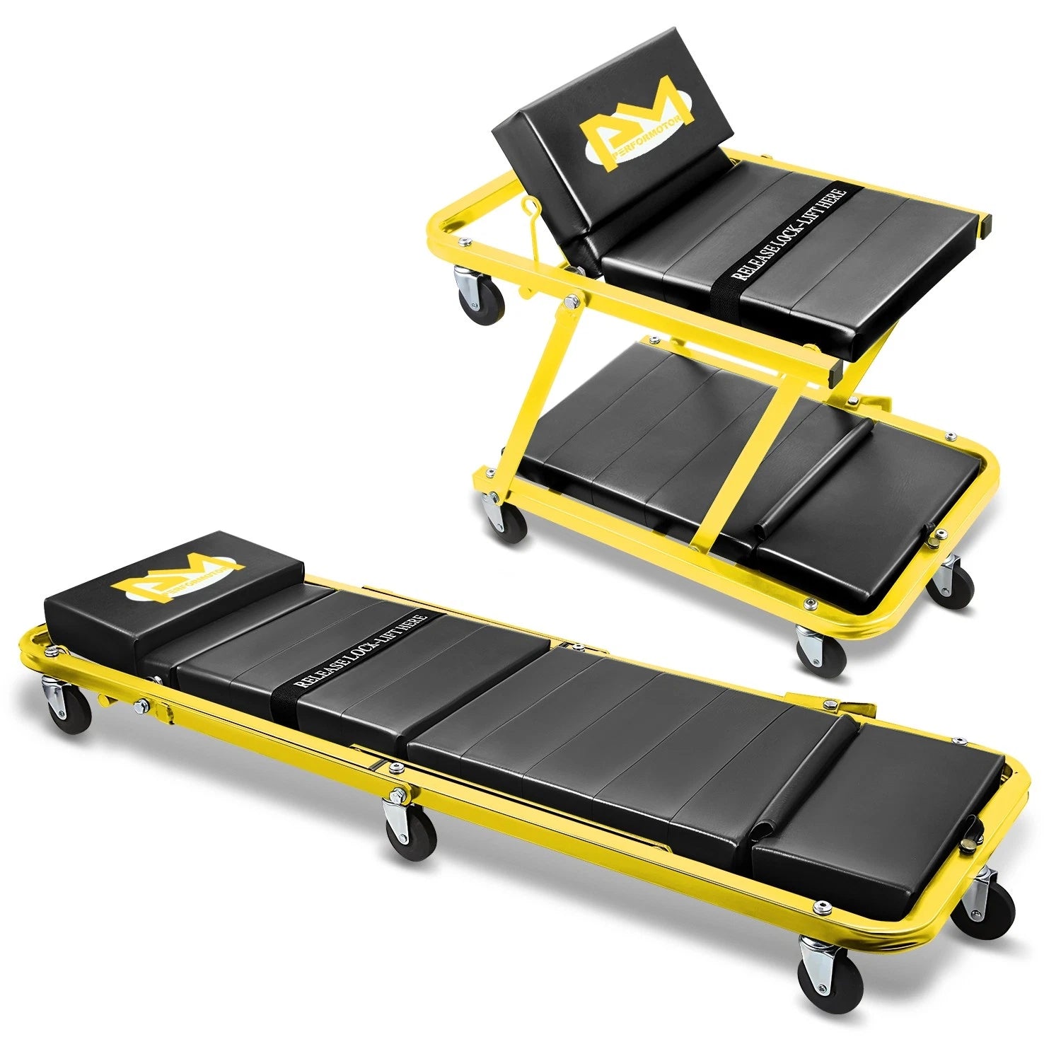 2-in-1 Rolling Creeper for Automotive Use (48" x 18" x 5.9", 330lbs Capacity)