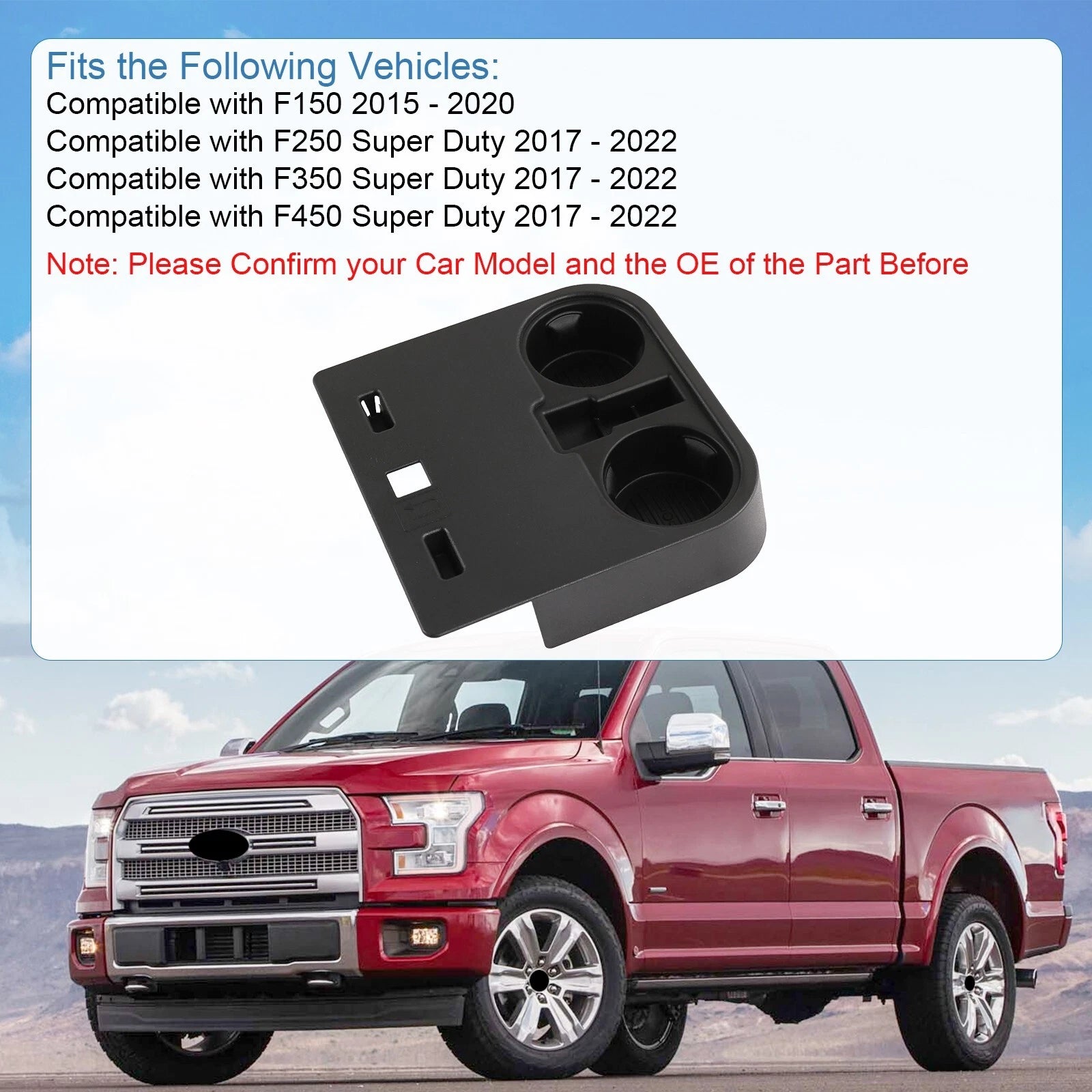 Dual Cup Holder for Ford F-Super Duty (2015-2022)