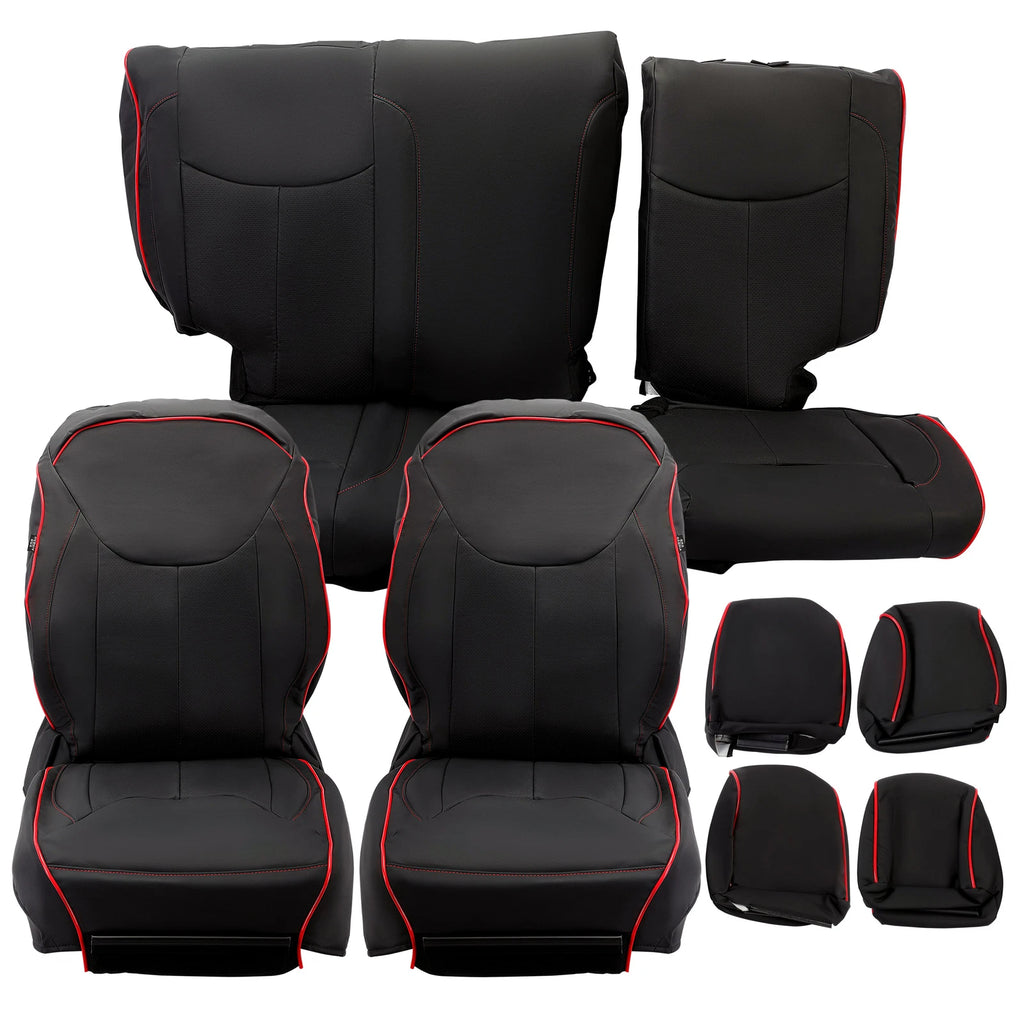 Custom Fit Seat Covers for Jeep Wrangler JK 4-Door (2013–2017) Red & Black