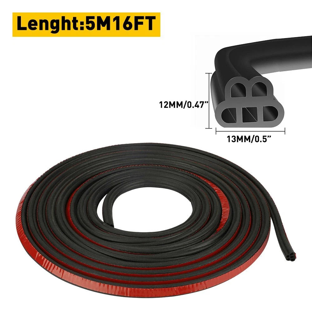 Car Door Trim Strip Edge Lock Guard Moulding Rubber Seal for Universal Vehicles (16ft)