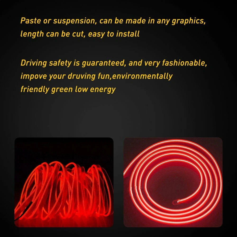 5M Red LED Interior Atmosphere Light Strip for Auto