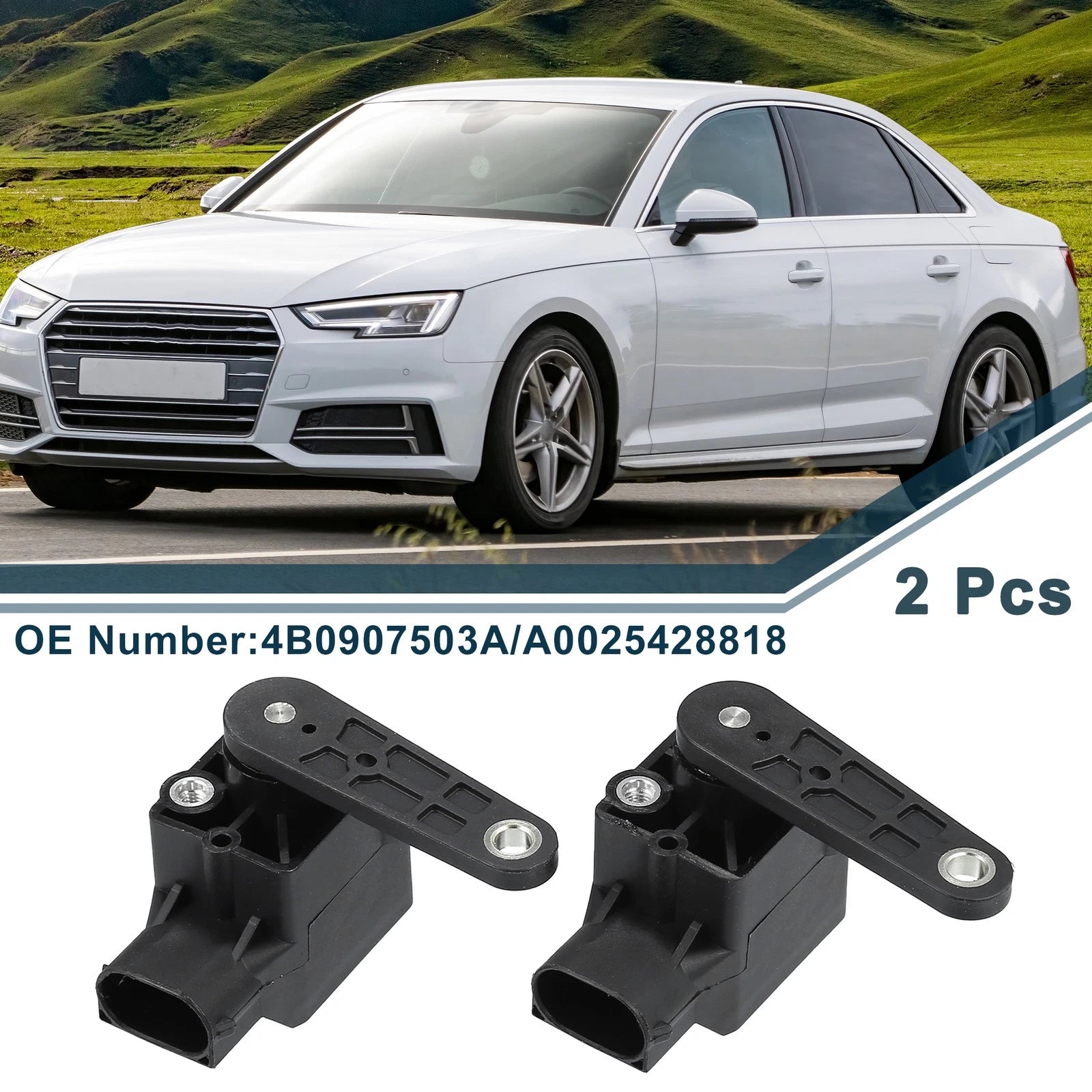Set of 2 Air Suspension Ride Height Level Sensors for Audi A4 (4B0907503A)