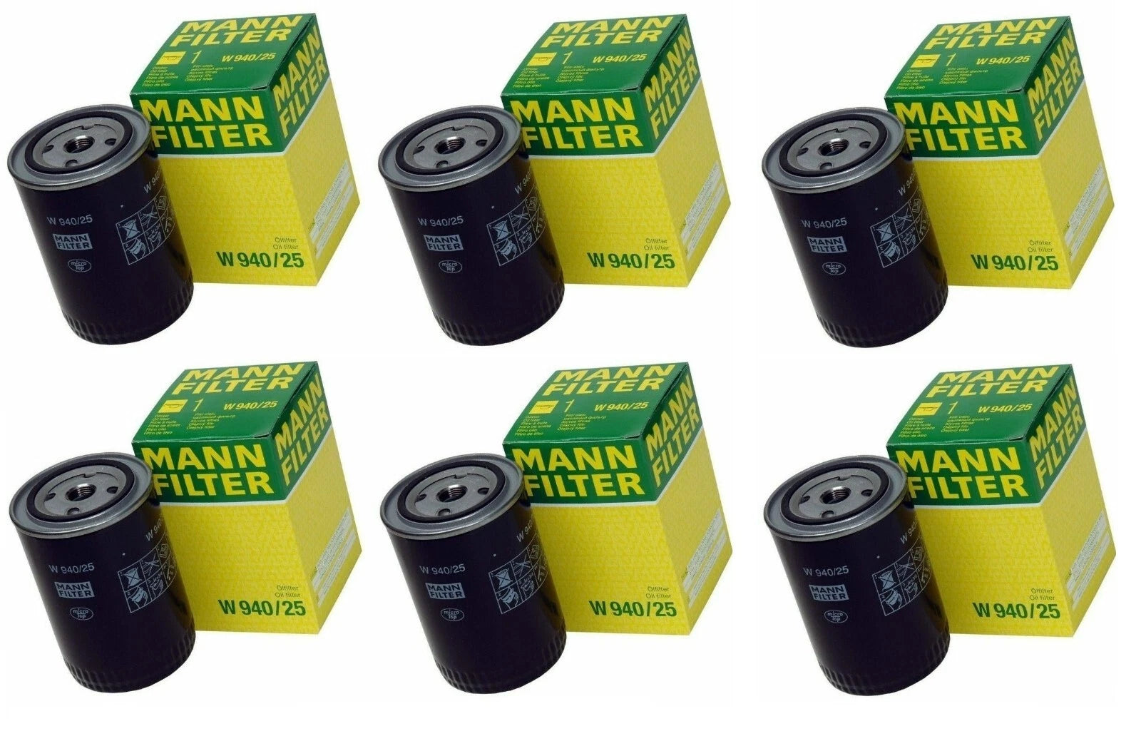 Set of 6 Engine Oil Filters Spin On Mann W940/25 for Audi A4, 4000, VW Golf, Jetta