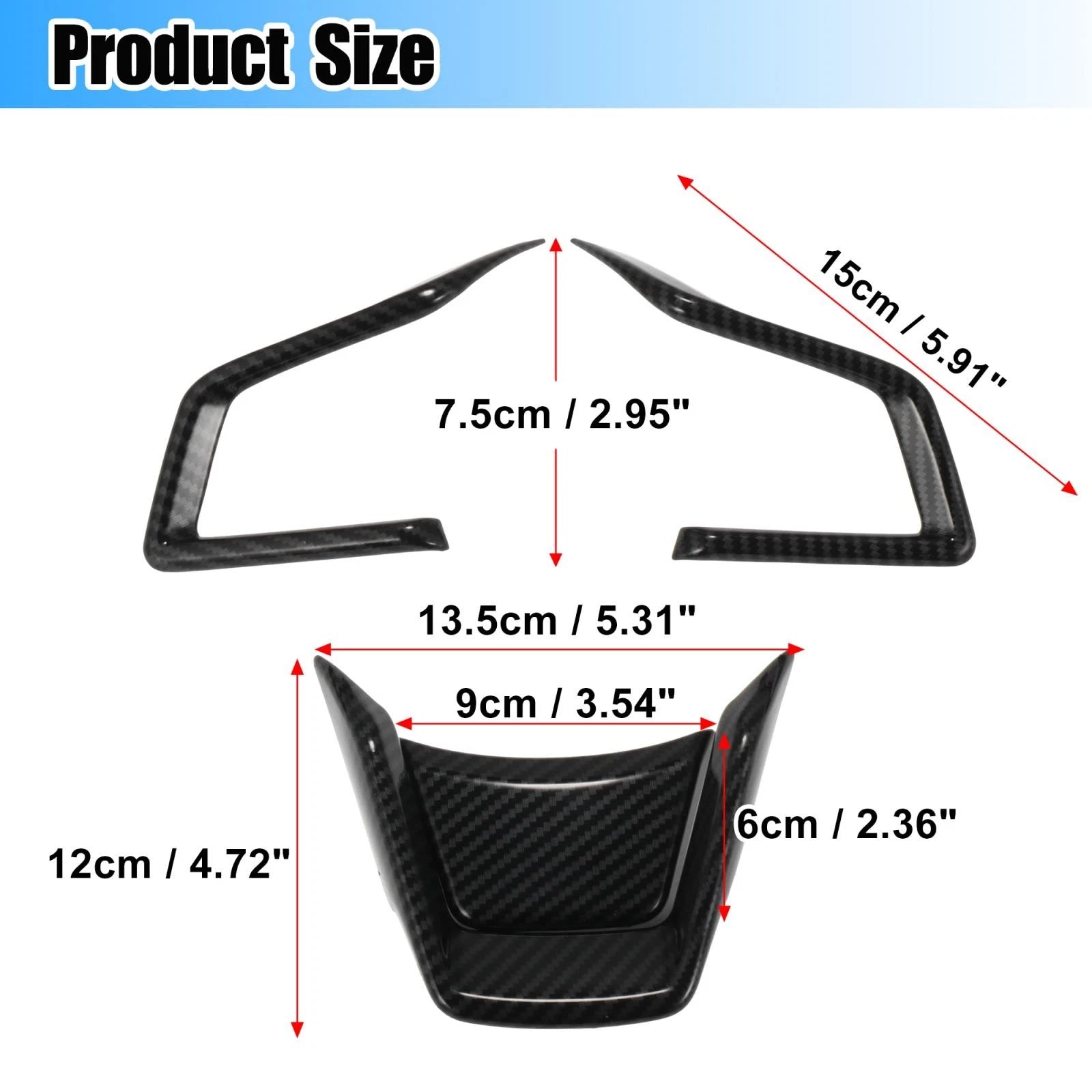 Set of 2 Black Inner Steering Wheel Cover Trim for Subaru Forester Ascent (2019–2021)
