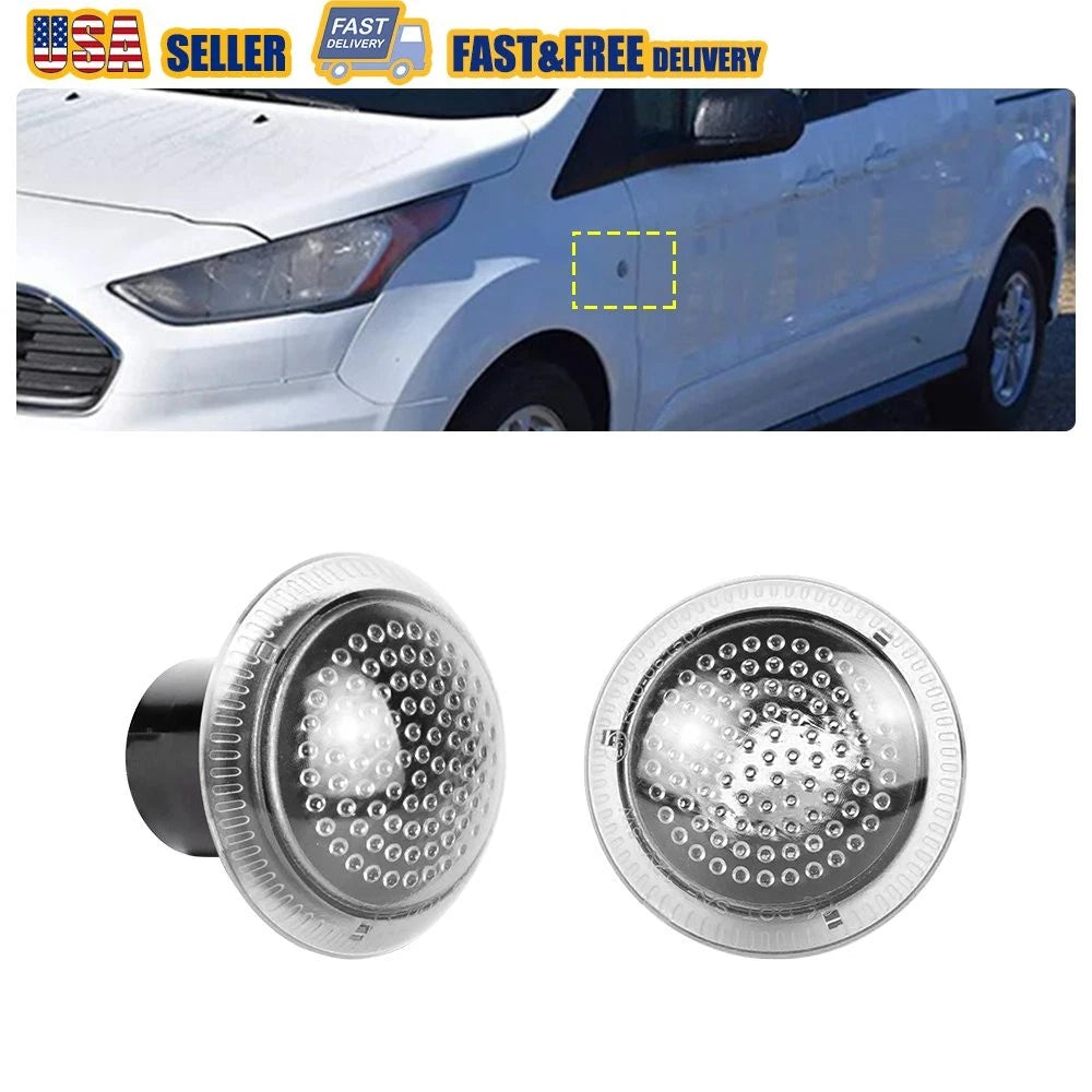 2X Clear LED Side Marker Repeater Light Lens for Ford Transit Connect (2010–2021)