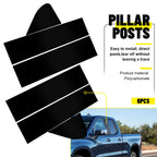 Set of 6 Black Pillar Post Window Trim for Chevy Silverado GMC Sierra 1500 (2019–2024)