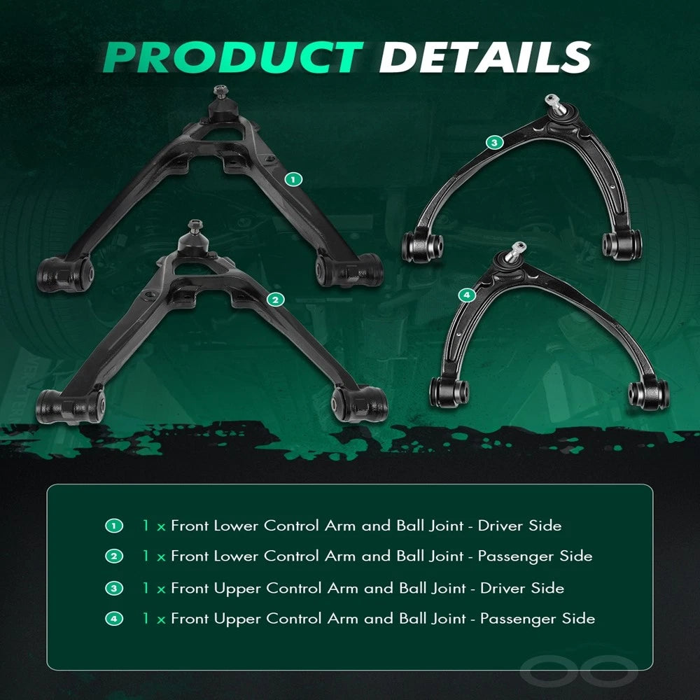 Set of 4 Control Arms with Ball Joints for Chevrolet Tahoe (2007–2016)