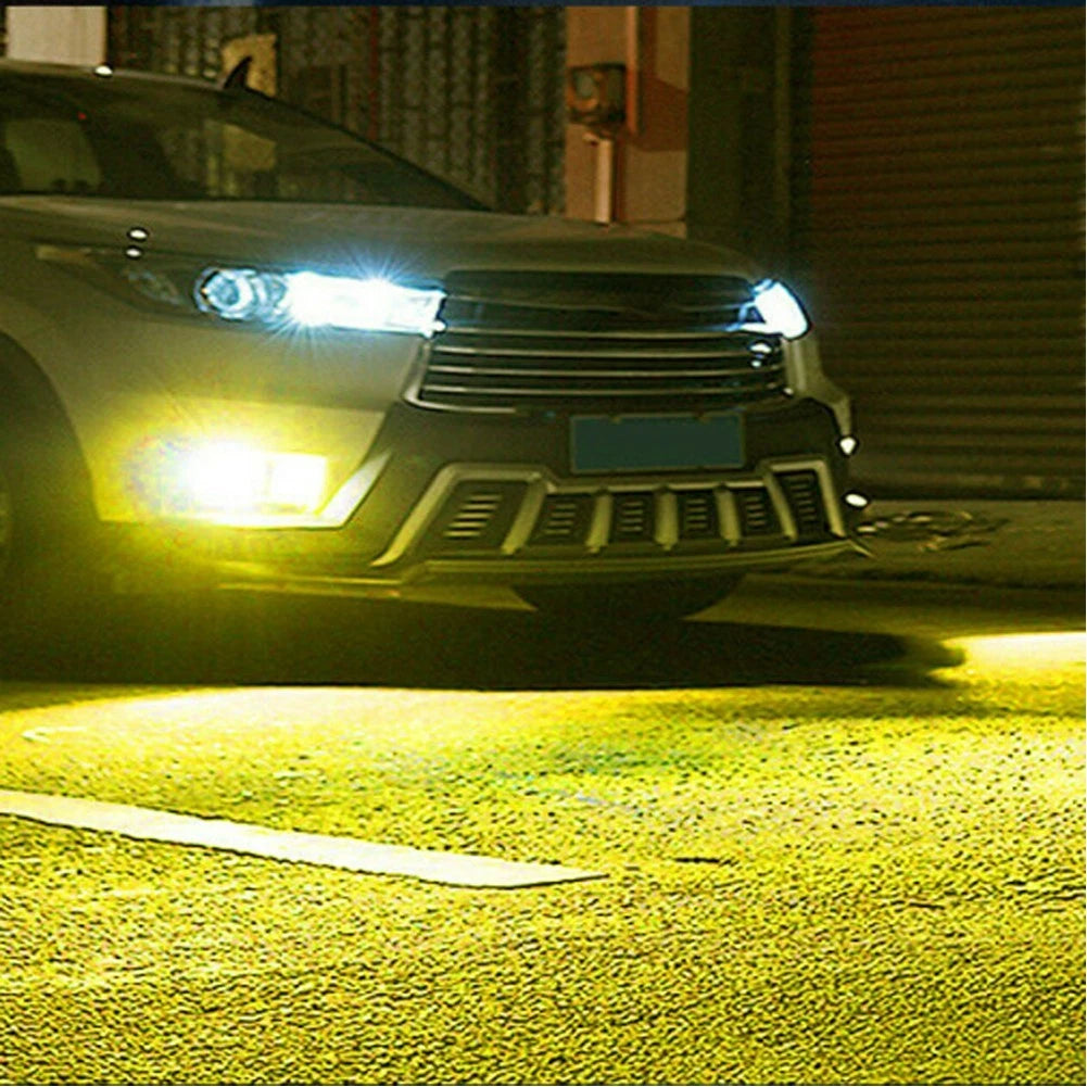 2X H7 LED 6SMD Headlight Bulbs Kit Yellow 3000K for Hi/Low Beam
