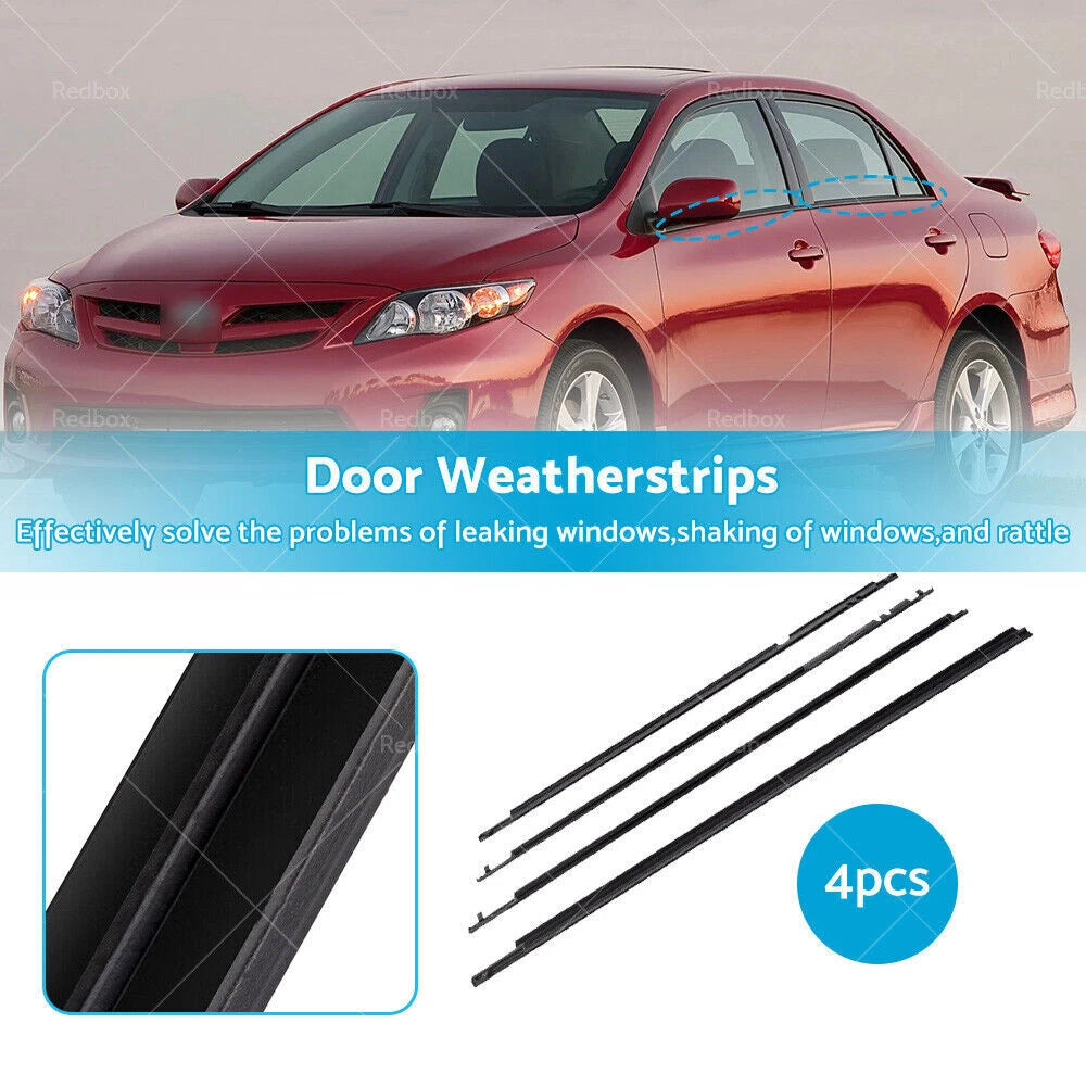 Set of 4 Window Glass Seals for Toyota Corolla Sedan (2009–2012)
