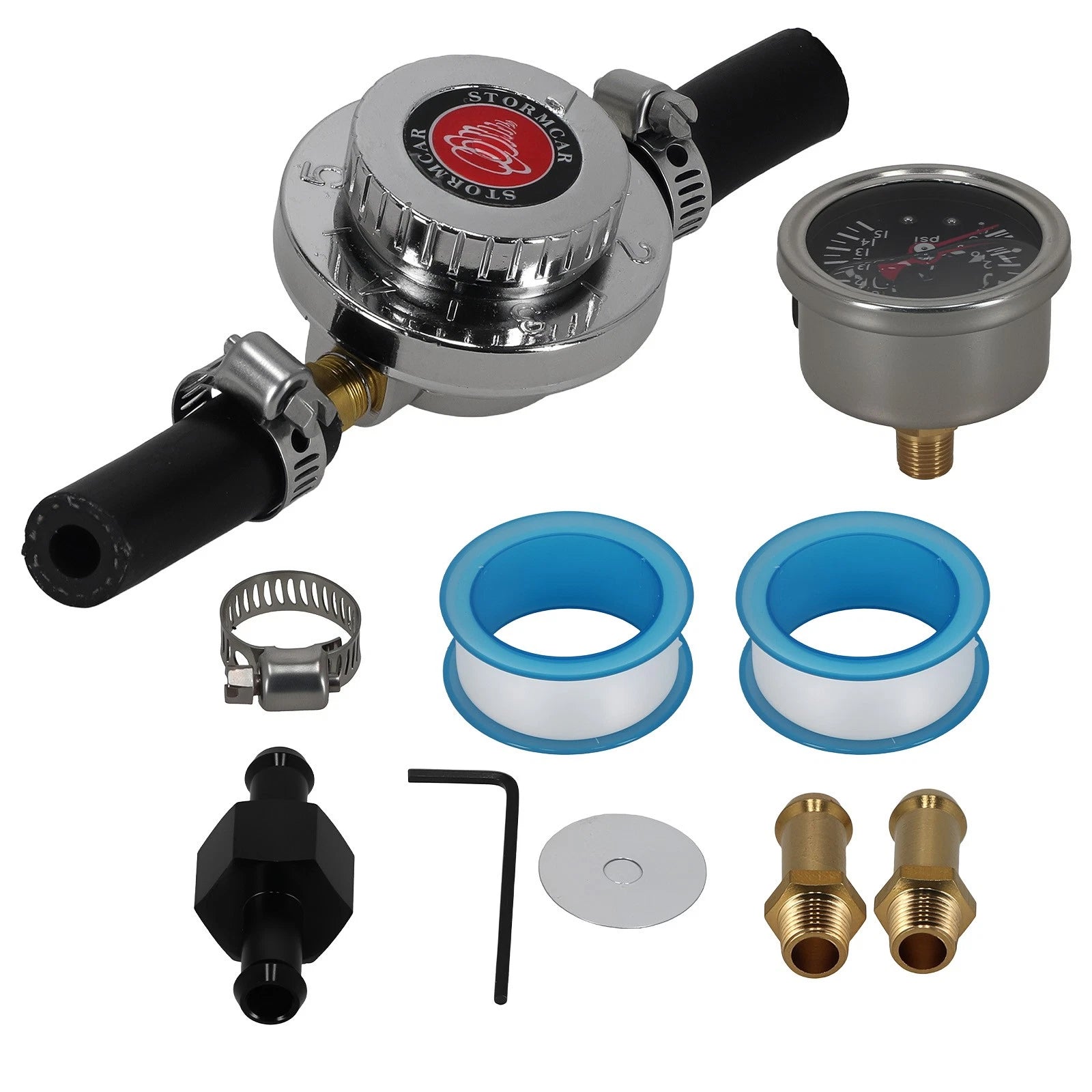 Adjustable Fuel Pressure Regulator with Gauge for Universal Fit (1-5 psi)