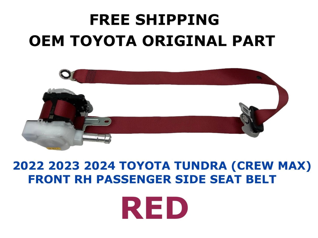 Front Right Side Seat Belt for Toyota Tundra Crew Max (2022–2024) - Red