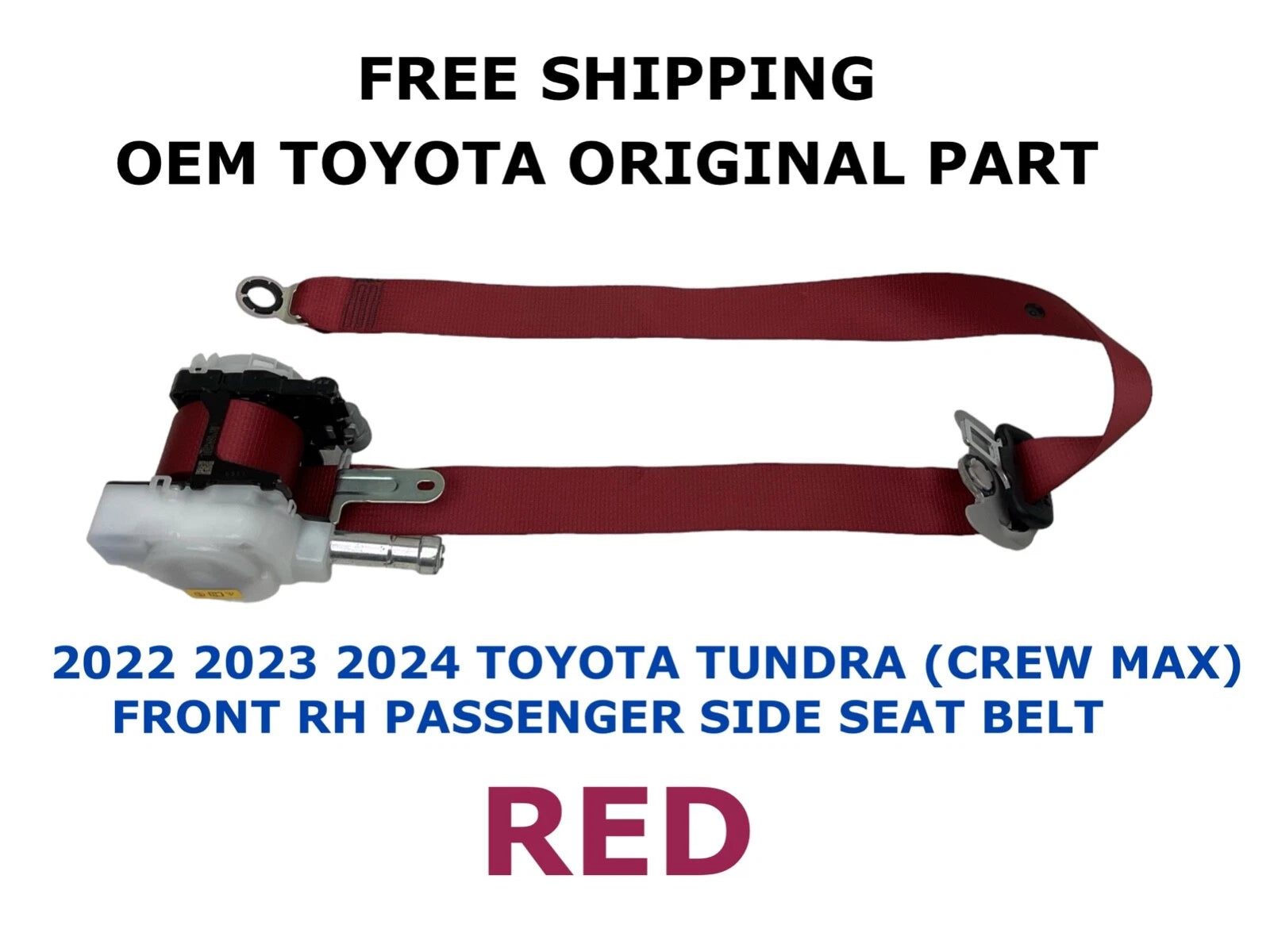 Front Right Side Seat Belt for Toyota Tundra Crew Max (2022–2024) - Red