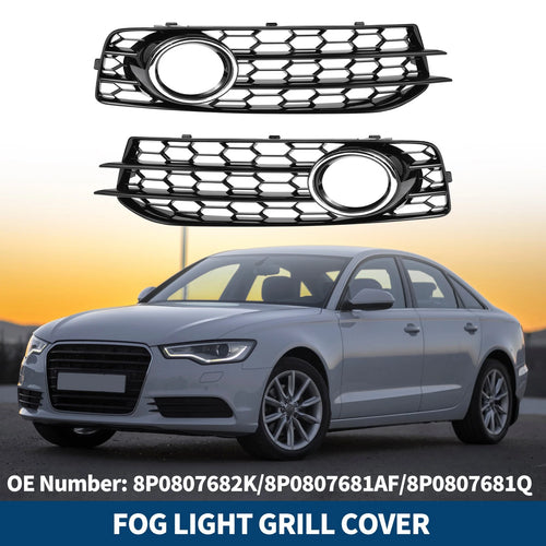 1 Pair Front Fog Light Grill for Audi A3 (2009–2012) No. 8P0807682K/8P0807681AF