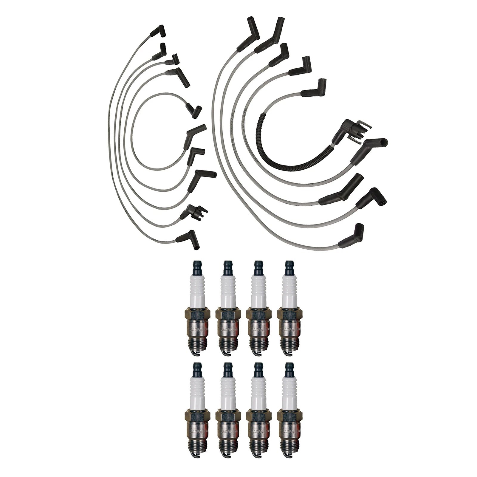 Denso 8mm Wire Set & 8 U-Groove Spark Plugs Kit for Ford LTD Thunderbird (1980–1995)