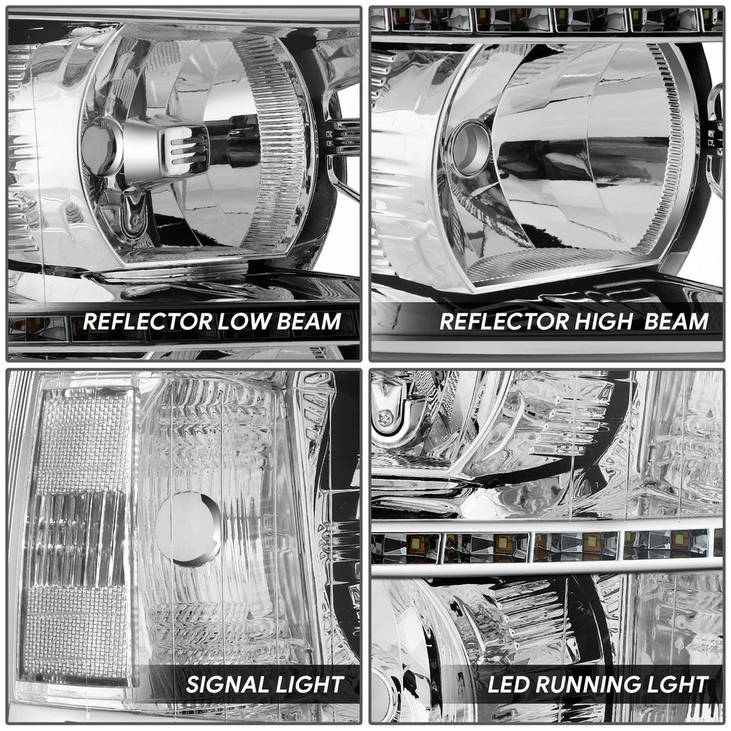 LED DRL Strip for Chevy Silverado (2007–2014) - Chrome Housing Clear Corner