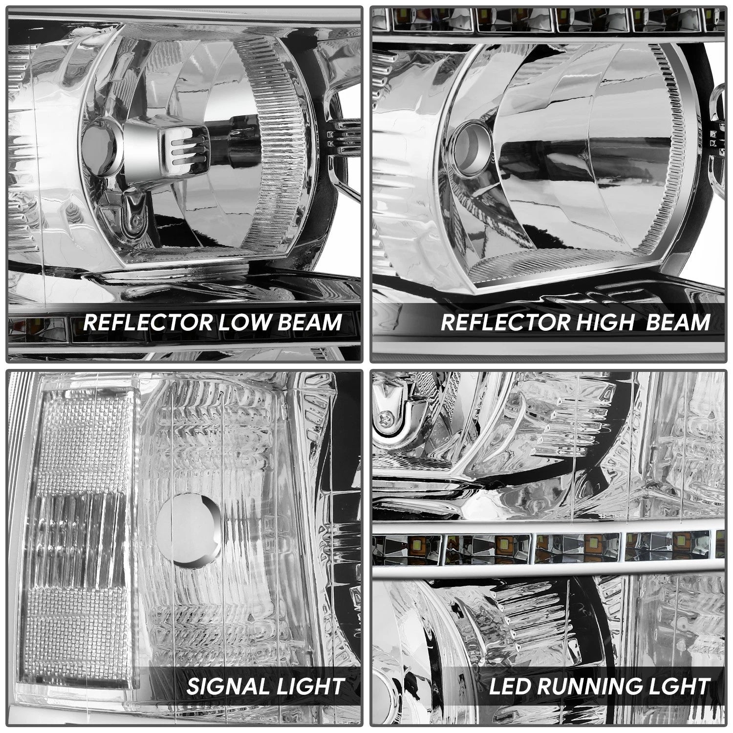 LED DRL Strip for Chevy Silverado (2007–2014) - Chrome Housing Clear Corner