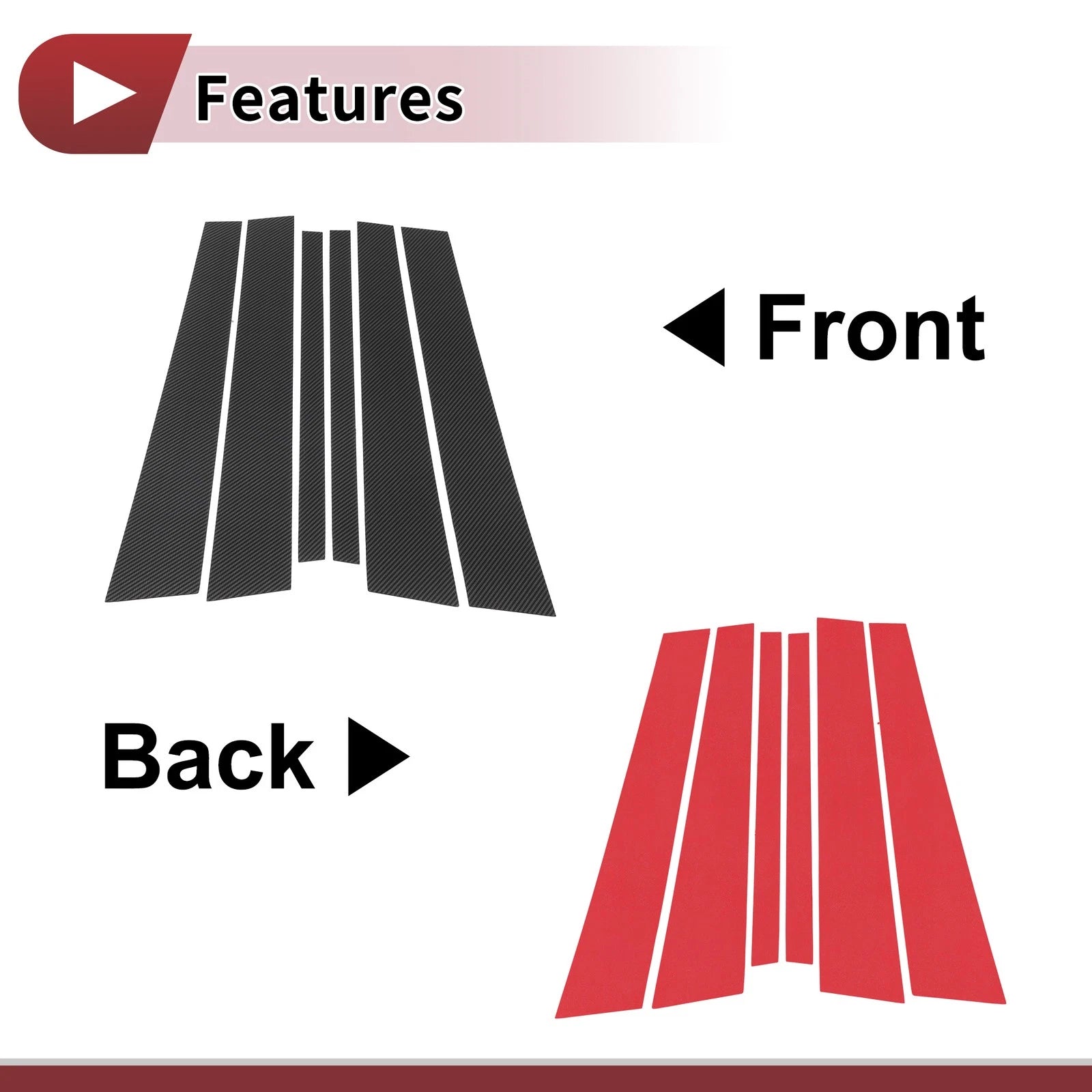 Door Pillar Window Trim for Ford Crown Victoria (1998–2008) Carbon Fiber Black