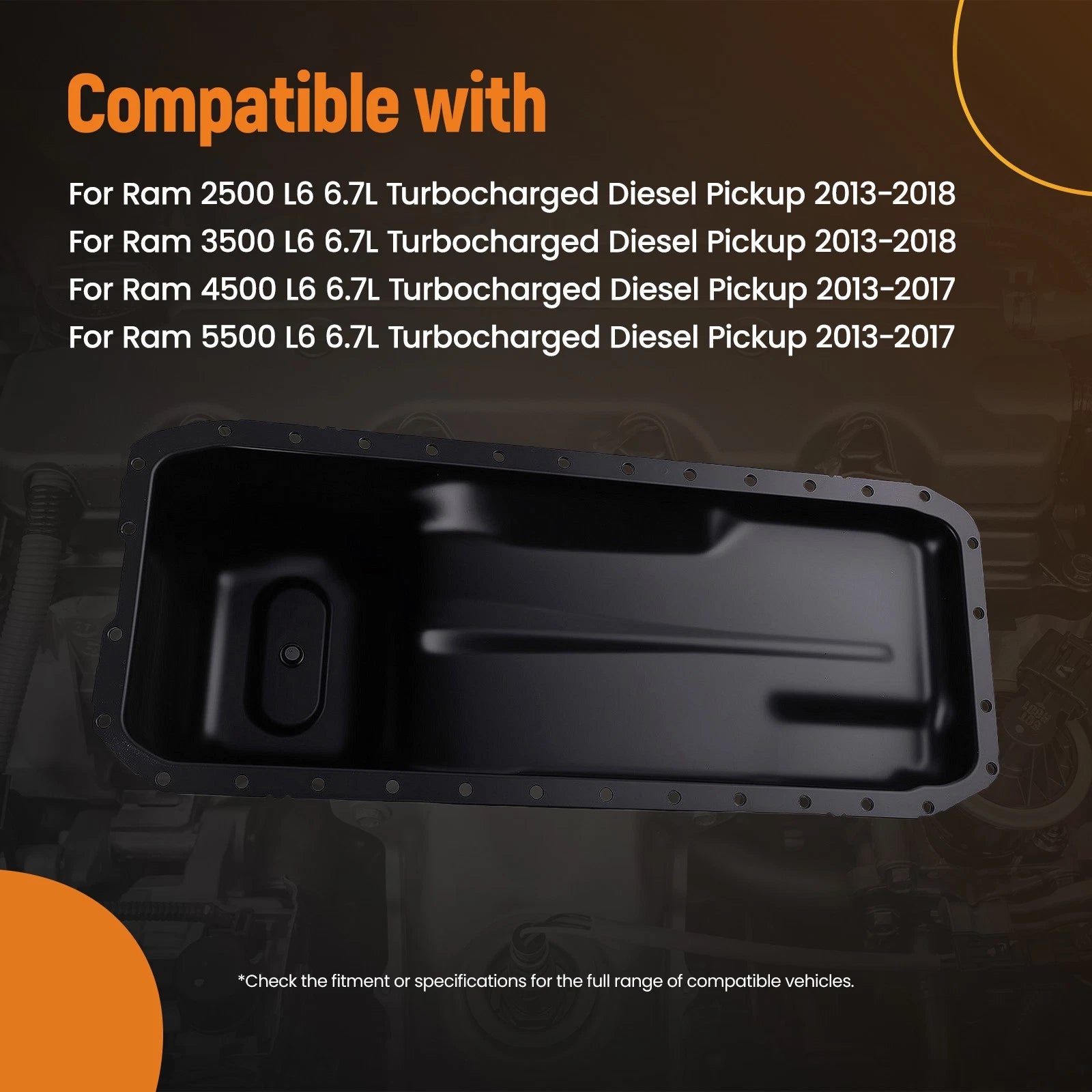 Engine Oil Sump Pan for Ram 3500 6.7L Turbo Diesel (2013-2018)