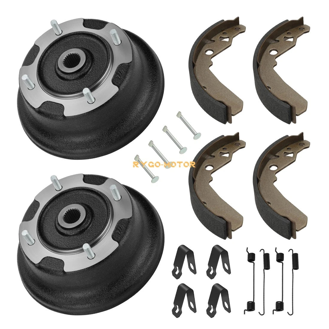 2X Front Brake Drum Kit W/Bolts & Shoes for Kawasaki Mule 600 610 SX (2016–2021)