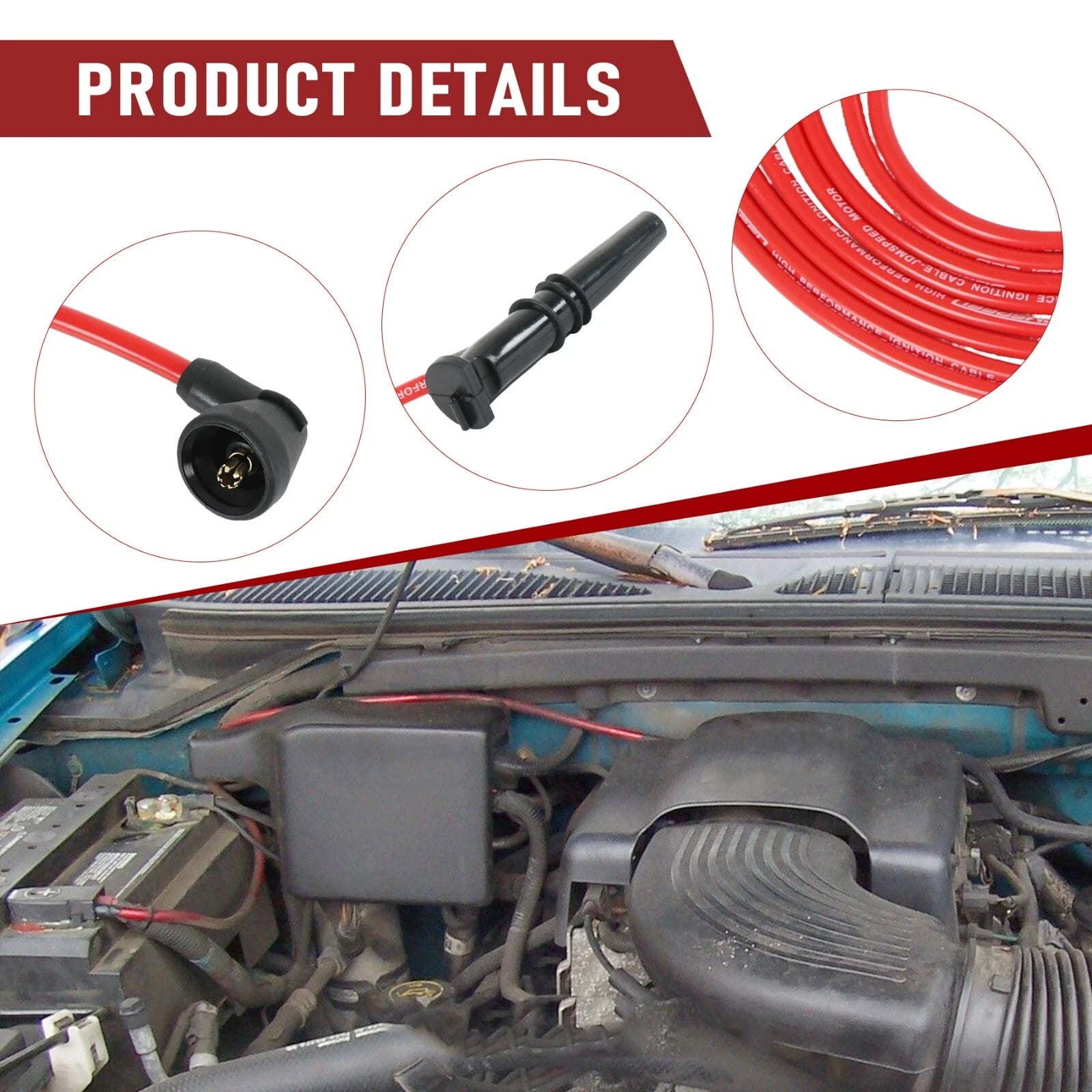 Set of 8 Spark Plug Wires for Ford Lincoln Mercury F-150 F250 V8 (1996–1999)
