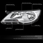 Replacement Headlight Lamp for VW Tiguan (2009–2011) Left/Driver Side