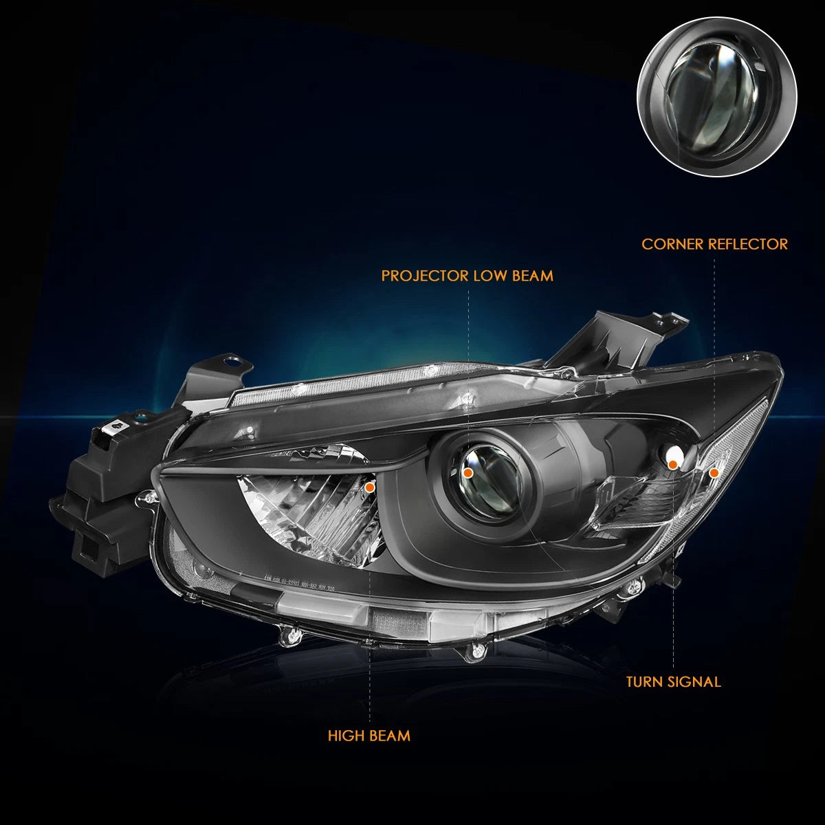 Projector Black Housing Headlight for Mazda CX-5 (2013–2016)