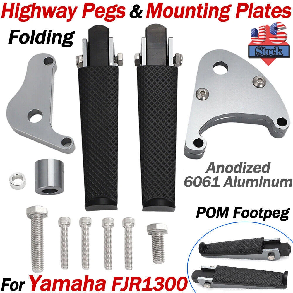 Foot Pegs Mounting Plates & Folding Highway Peg Kit for Yamaha FJR1300 (2001–2023)