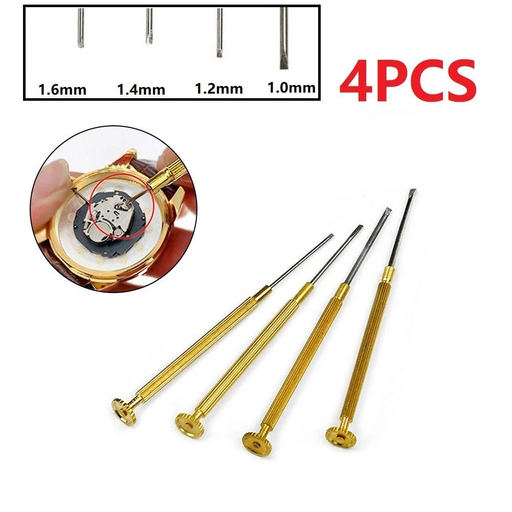 4X Screwdriver Set for Watch Repair - Copper Golden, Oxidation Resistant