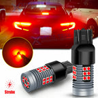 2PCS 7443CK Red LED Strobe Blink Brake Stop Light for Safety Alert (—)