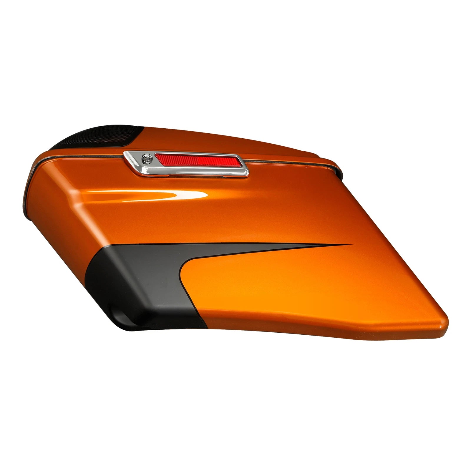 4" Stretched Saddlebags for Harley Street Glide (2014–2023) Scorched Orange/Black Denim