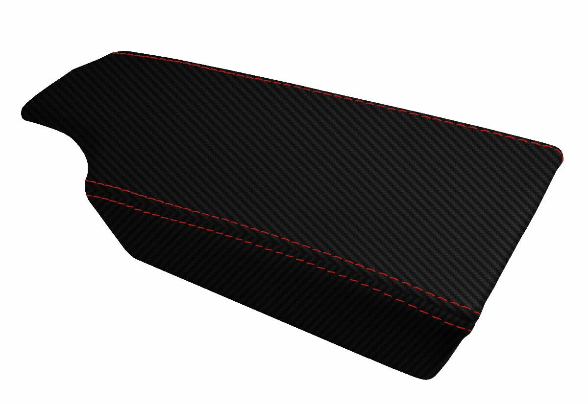 Console Lid Armrest Cover for Porsche 987 (2005–2012) Carbon Fiber Red Stitch
