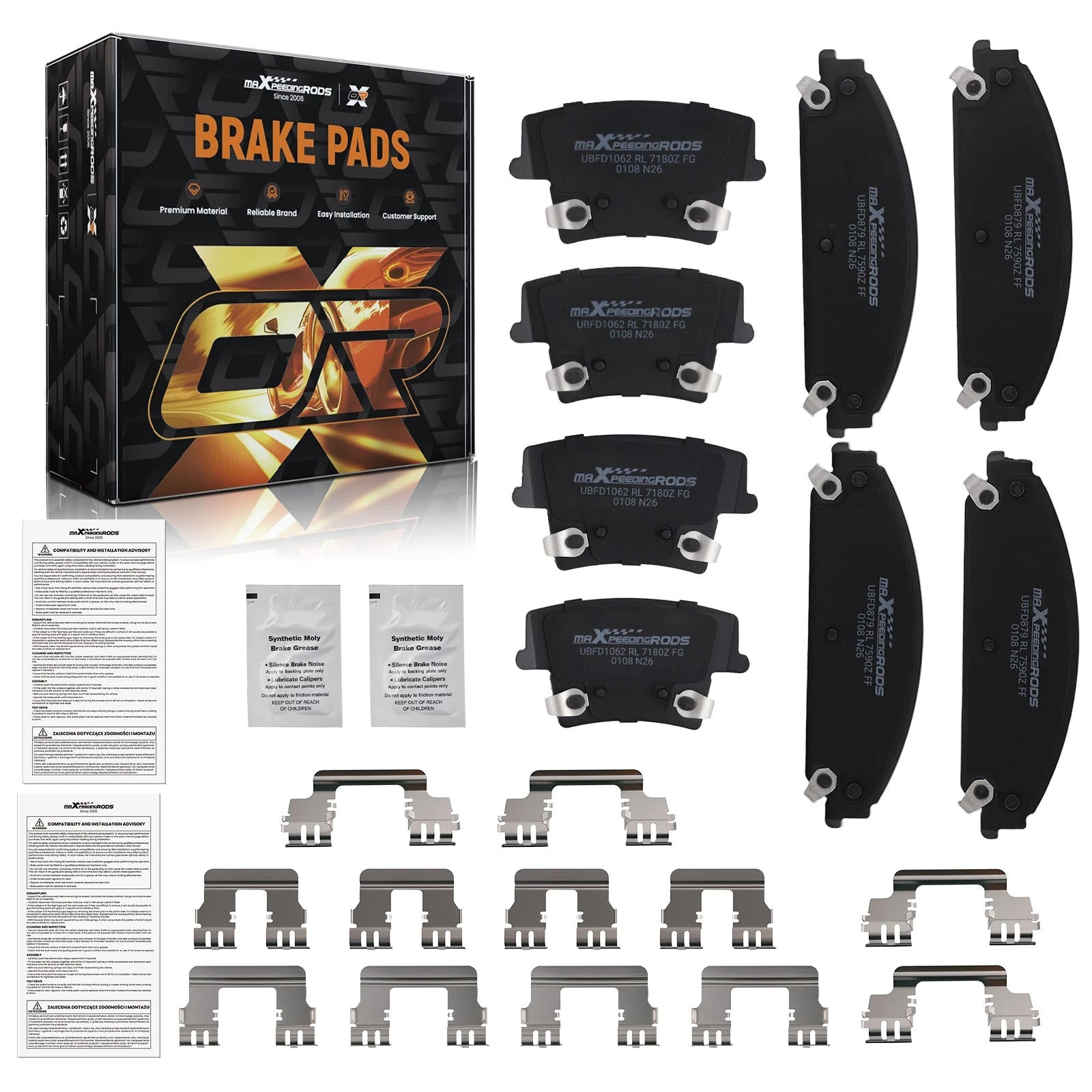Set of 4 Ceramic Brake Pads for Dodge Challenger/Charger (2006–2023)