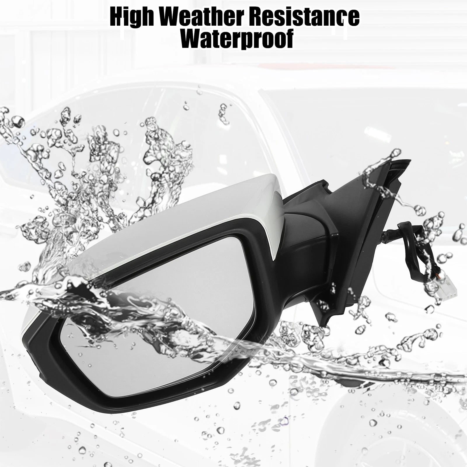 3 Pin Left Side Exterior Door Mirror Assembly White for Honda Civic (2016–2021) 767153118074