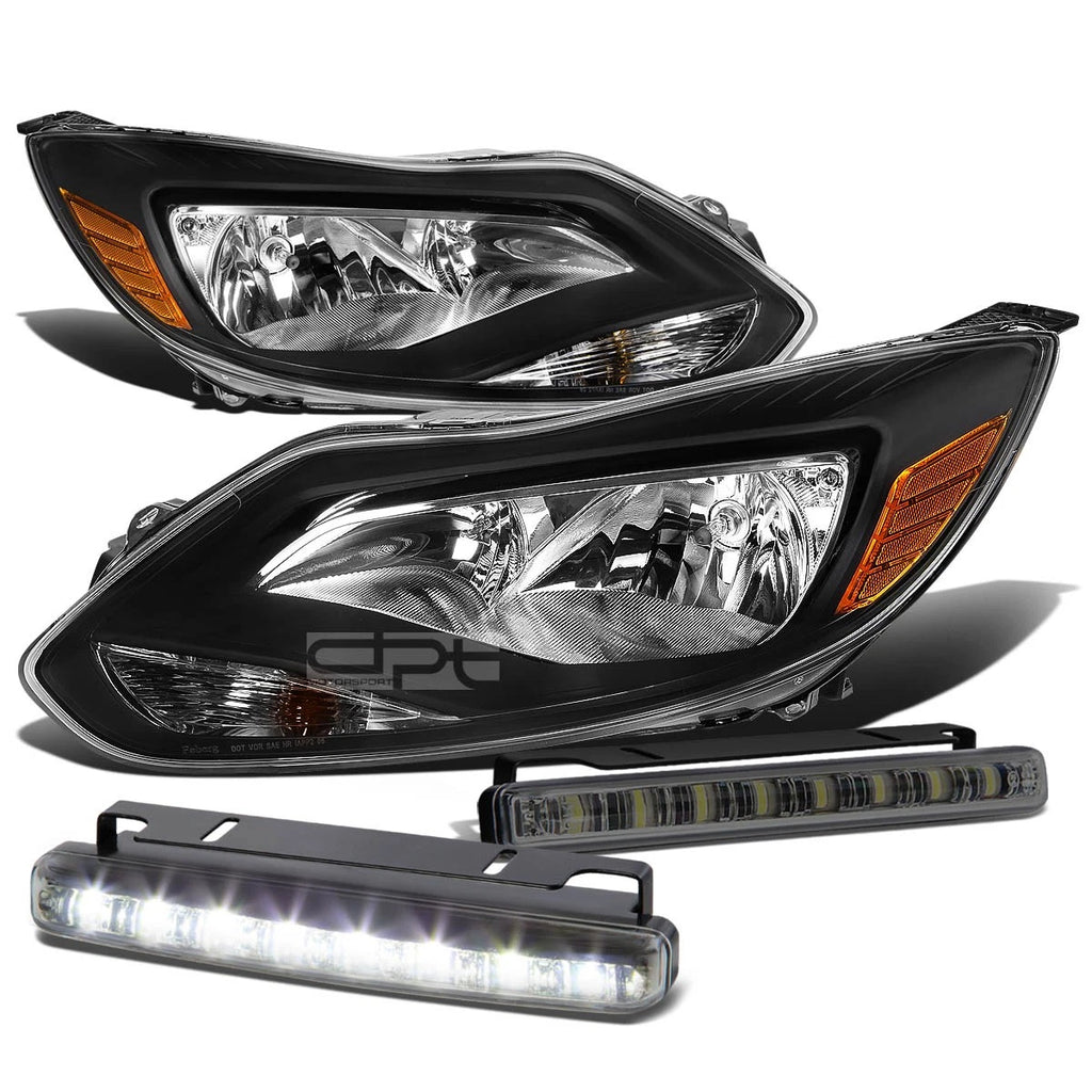 1PC Clear Headlight + Amber Corner + Smoked LED Fog Light Kit for Ford Focus (2012–2014)