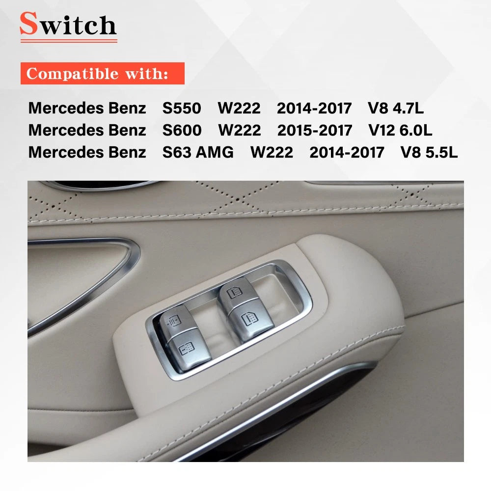 Rear Right Power Window Switch for Mercedes-Benz W222 S550 S600 (2014–2020) 2229051505